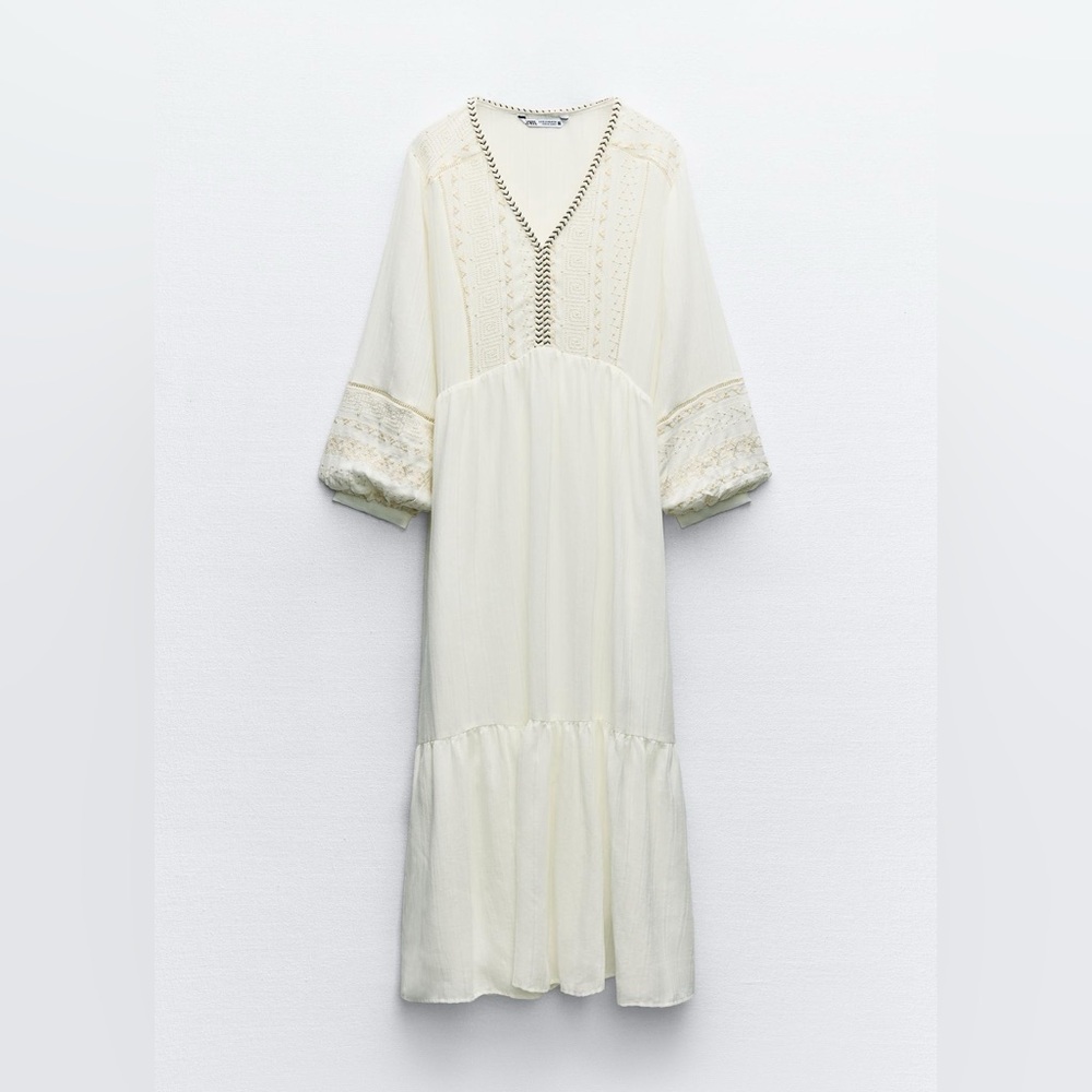 ZARA EMBROIDERED MAXI DRESS